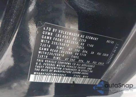 2010 Volkswagen Tiguan Se из США, поврежденный, VIN WVGBV7AX7AW503047